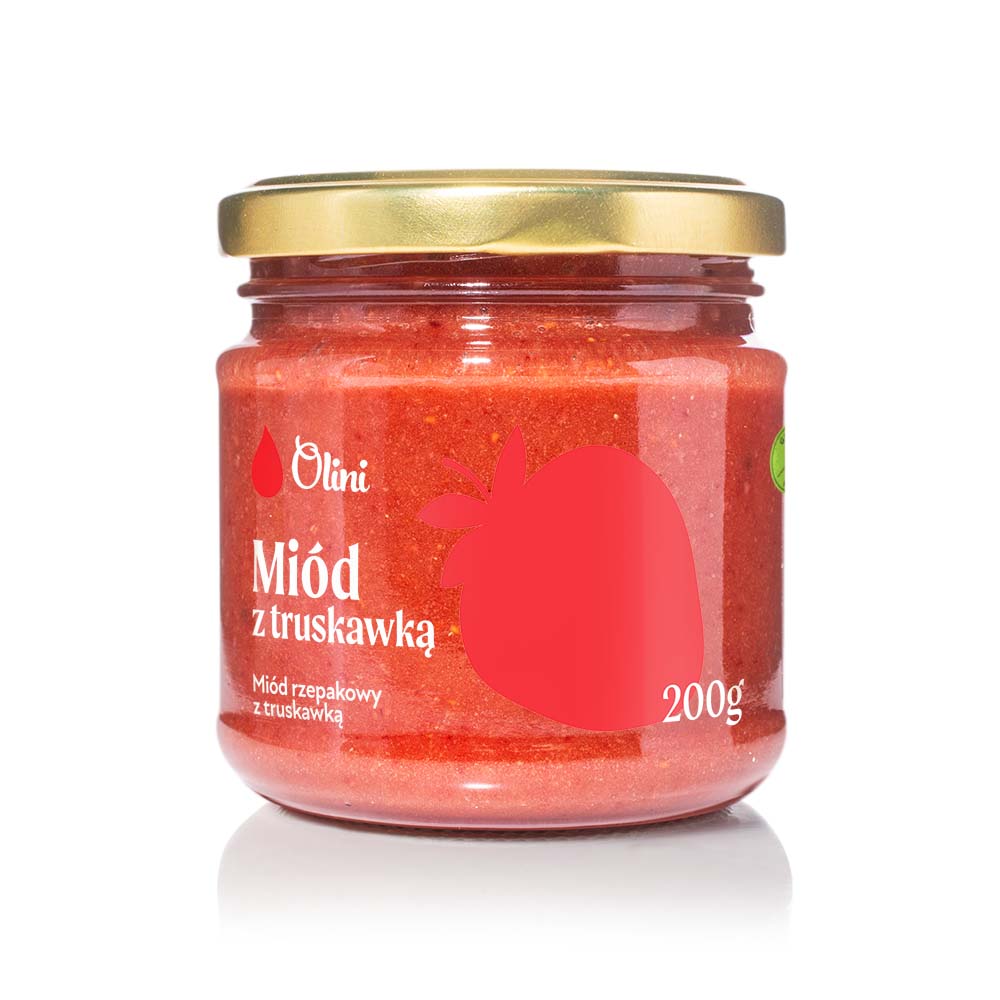 Miód rzepakowy kremowany z truskawką Olini