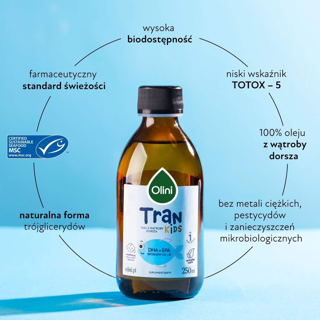 Tran dla dzieci z syropem owocowym