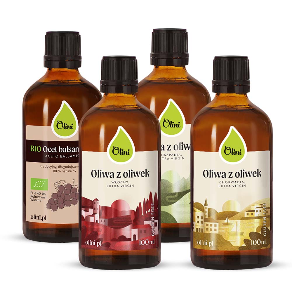 Zestaw do degustacji oliw i octu Olini 4 x 100 ml