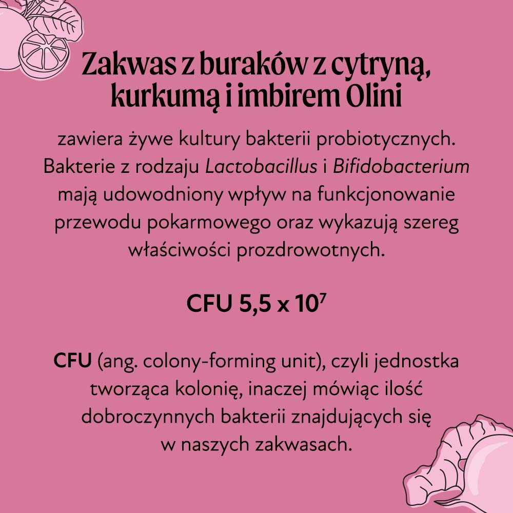 Zakwas z buraków z cytryną, kurkumą i imbirem Olini