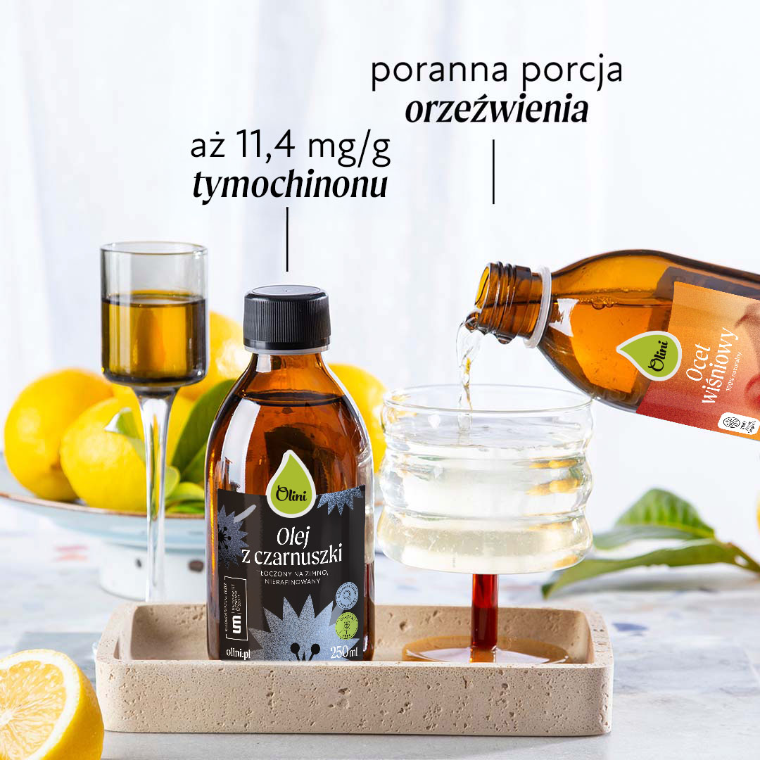 Olej z czarnuszki z octem owocowym