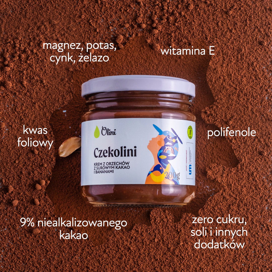 Czekolini - krem z orzechów arachidowych z kakao i bananami Olini