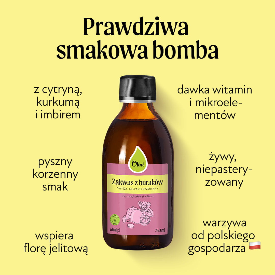 Zakwas z buraków z cytryną, kurkumą i imbirem Olini