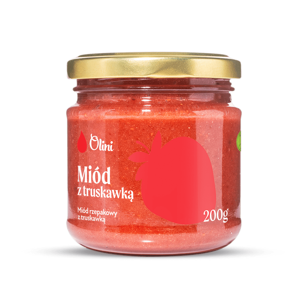 Miód rzepakowy kremowany z truskawką Olini