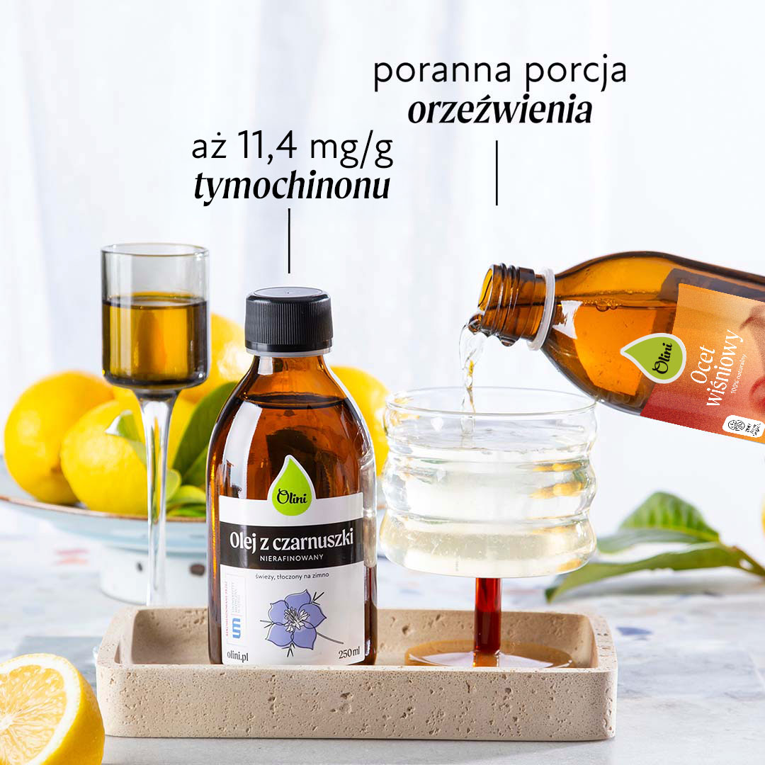 Olej z czarnuszki z octem owocowym