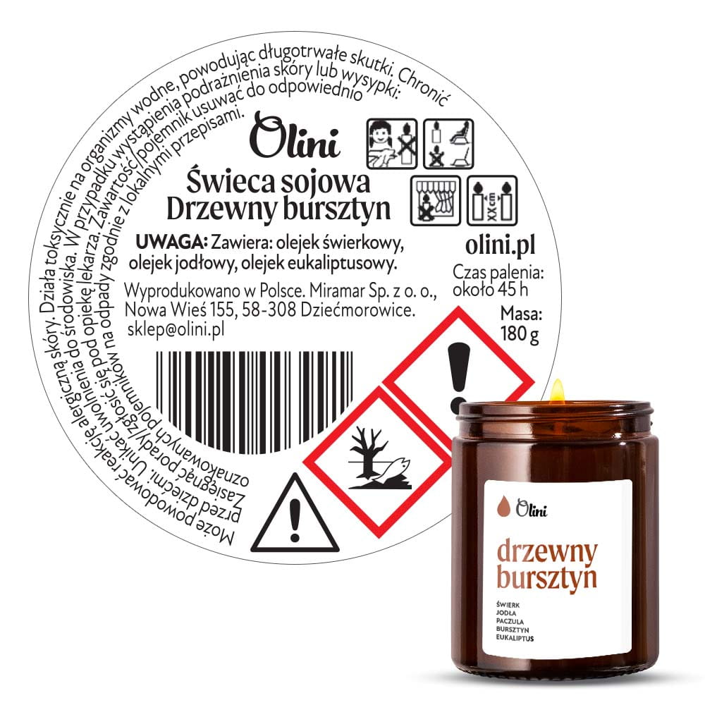 Świeca sojowa Drzewny Bursztyn Olini