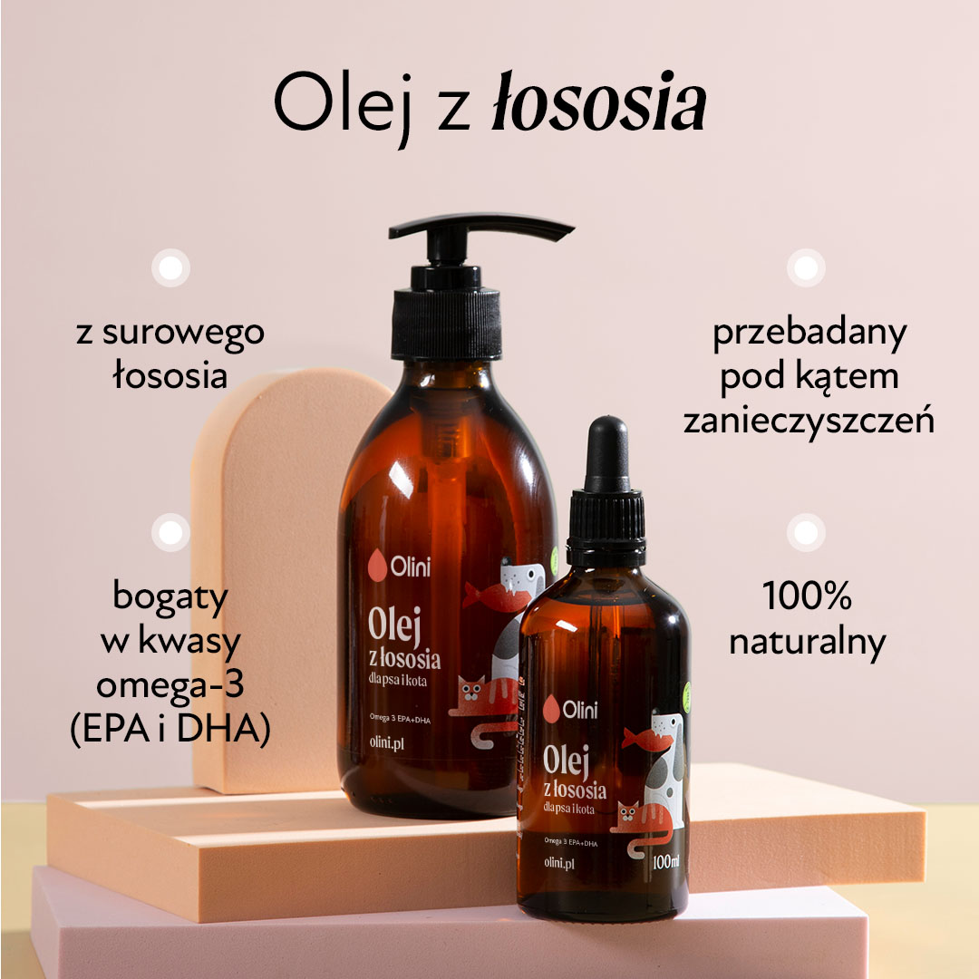 Olej z łososia dla psa i kota Olini