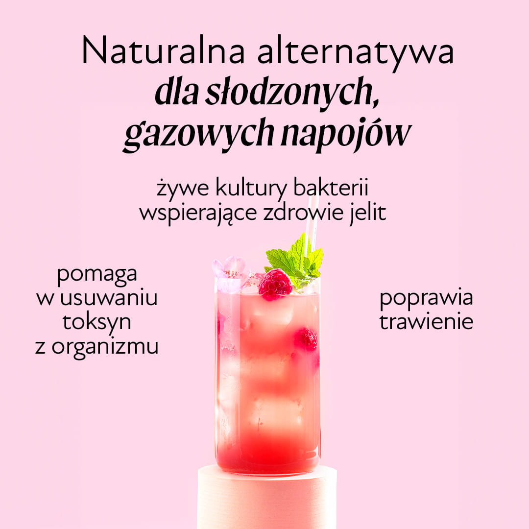 Kombucha malinowo-hibiskusowa z probiotykami Olini
